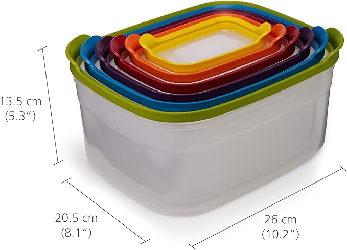 Joseph Joseph Nest Lock Plastic BPA Free Food Storage Container Set with Lockable Airtight Leakproof Lids, 12-Piece, Multi-Color