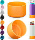 2PCS Silicone Water Bottle Boot for Owala 40oz, Protective Bottom Bumper Anti-Slip Sleeve for FreeSip, Twist, and Flip Stainless Steel Bottles, Dishwasher Safe and BPA Free(Orange)