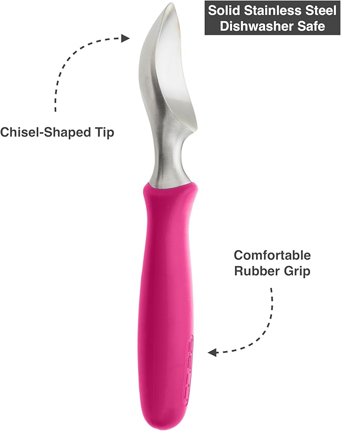 BALCI Ice Cream Scoop - Heavy Duty Stainless Steel Icecream Scooper With Non-Slip Rubber Grip - Professional Metal Ice-Cream Spade - Dishwasher Safe – Pink
