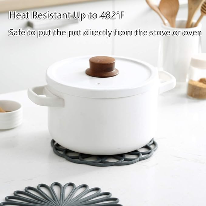 Set of 3 Silicone Trivet Mat - Hot Pot Holder Hot Pads for Table & Countertop - Trivet for Hot Dishes - Non-Slip & Heat Resistant Modern Kitchen Hot Pads for Pots & Pans, Yellow