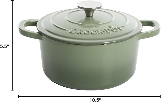 Crock-Pot Artisan Round Enameled Cast Iron Dutch Oven, 7-Quart, Pistachio Green