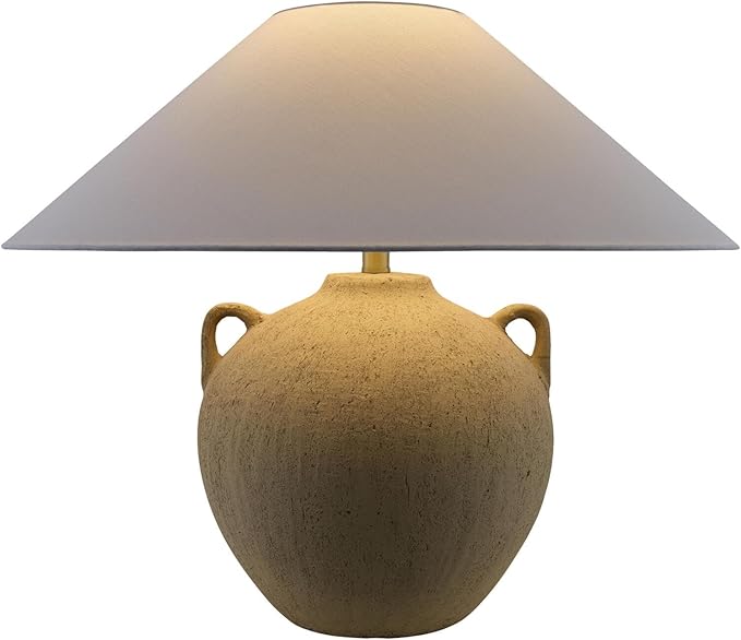 Livabliss x Galey Alix Araya Vintage Clay Jar Table Lamp, 22" H x 22" W x 22" D, Tan
