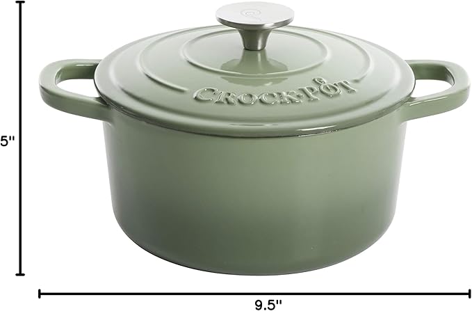 Crock-Pot Artisan Round Enameled Cast Iron Dutch Oven, 5-Quart, Pistachio Green