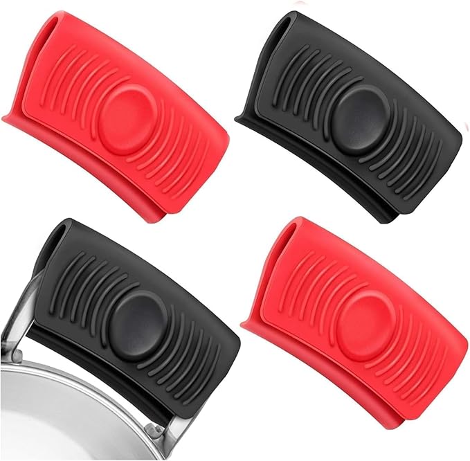 2 Pairs Silicone Pot Handle Cover, Heat Resistant Pan Handle Sleeve, Nonslip Silicone Handles for Pots, Pans, Enameled Griddles, Casserole, Frying, and Cookware
