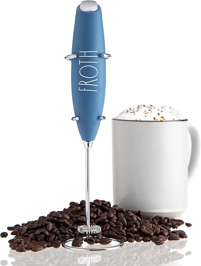 Rae Dunn Milk Frother- Handheld Electric Drink Mixer, Handheld Electric Milk Frother, Coffee Frother, Hand Blender, Frappe Maker, Handheld Latte Maker Milk Foamer (Navy)