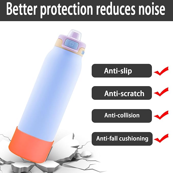2 PCS Silicone Bottom for Ello Pop 32 OZ Water Bottle, Water Boot for Ello Pop,Avoid Scratches and Noise (Orange, 320z)