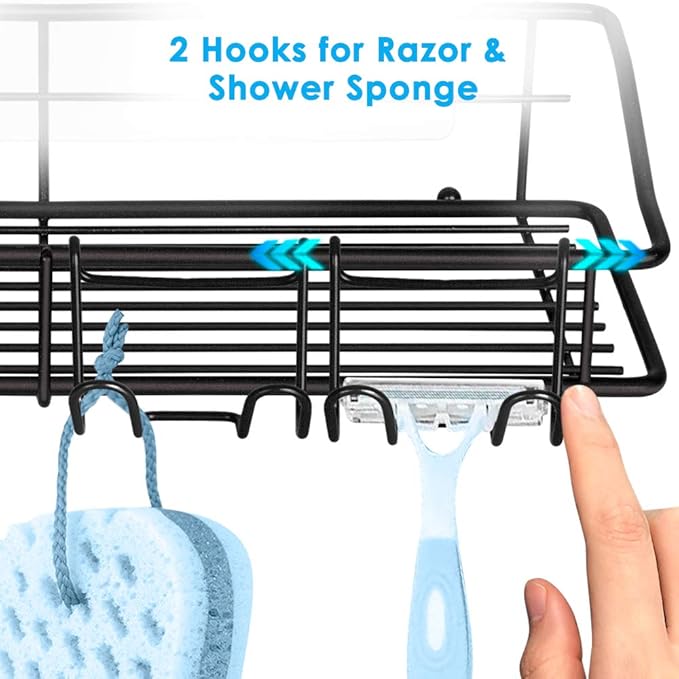 Adhesive Bathroom Shelf Organizer Shower Caddy Kitchen Spice Rack Wall Mounted No Drilling SUS304 Stainless Steel Rustproof
