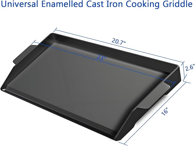 Cooking Griddle Plate for All Gas Grills, 23" x 16" Universal Cast Iron Pre-Seasoned Nonstick Coating Griddle Pan Flat Top Grill Plate with Extra High Sidewalls for 4 Burner Range Oven