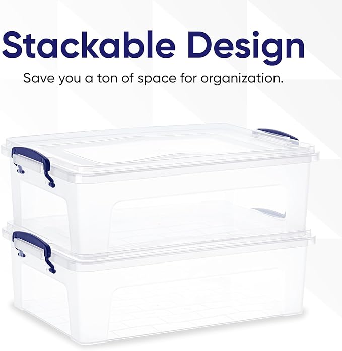 Superio Clear Storage Box with Lid, 22 Quart Plastic Container Bins for Organizing, Stackable Crate, Storage Bin Organizer for Home, Office, School, and College