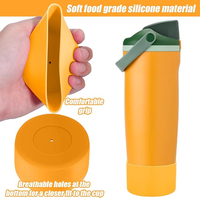 Mity rain 2PCS Protective Silicone Boots for Owala 30oz & 40oz FreeSip Sway Bottles & Tumblers - Accessories for owala, Enhances Stability & Prevents Scratches (Golden Yellow)