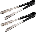 2 Pcs Stainless Steel Ice Tongs,6Inch Heat-Resistant Food Tongs with Black Silicone Handles - Ideal for Ice Cubes, Fruits, Milk Tea, Sugar Cubes, Home Kitchen Use