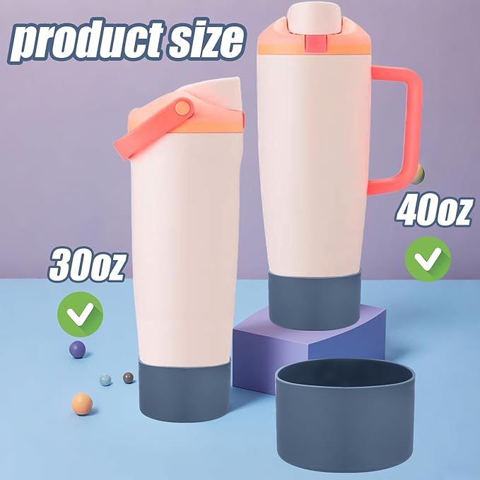 Mity rain 2PCS Protective Silicone Boots for Owala 30oz & 40oz FreeSip Sway Bottles & Tumblers - Accessories for owala, Enhances Stability & Prevents Scratches (Slate Blue)
