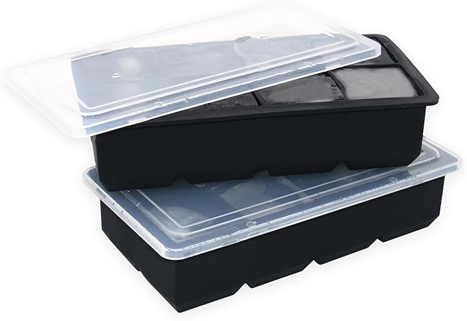 Bangp Large Ice Cube Tray for Whiskey,2 Pack Stackable Big Ice Cube Molds Make 16 Big Whiskey Ice Cubes,Easy Release Square Ice Cube Maker for Cocktails,Whiskey,Soups and Frozen Treats