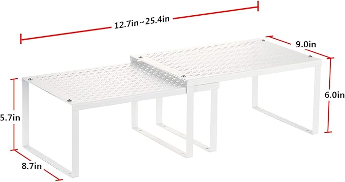 NEX Kitchen Cabinet and Counter Pantry Shelf Organizer, Expandable & Stackable, White
