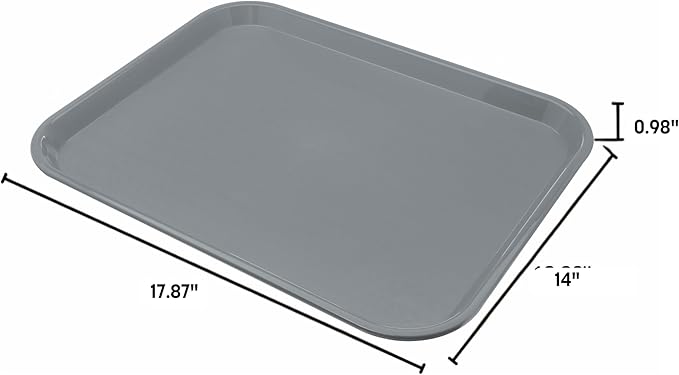 Carlisle FoodService Products Cafe Fast Food Cafeteria Tray with Patterned Surface for Cafeterias, Fast Food, And Dining Room, Plastic, 17.87 X 14 X 0.98 Inches, Black, (Pack of 12)
