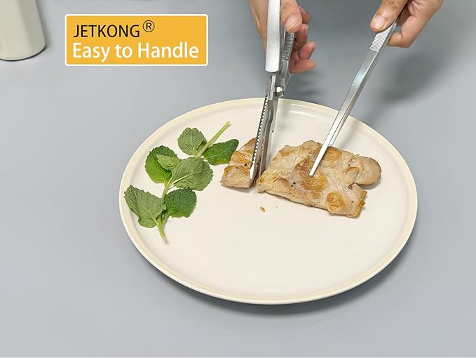 JETKONG 16 Inch Cooking Tweezers Extra Long Kitchen Tweezers, Large Stainless Steel Tweezer Tongs for Cooking Grilling and BBQ