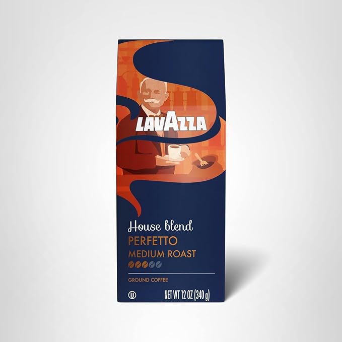 Lavazza House Blend Perfetto Ground Coffee 12oz Bag, Medium Roast, Full-bodied, Intensity 3/5, 100% Arabica, Ideal for Drip Brewers, (Pack of 1) - Package May Vary