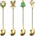 Christmas Teaspoon Gift Set of 4 | Premium 304 Stainless Steel Mirror Finish & Rust-Resistant | Small Spoon for Tea, Dessert & Coffee | Dishwasher Safe Hostess & Holiday Gift | Christmas Table Decor