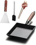 LI-GELISI Pre-Seasoned Cast Iron Tamagoyaki Pan - 9x7 Inch Japanese Rolled Omelet Pan, Non-Stick & Rust-Resistant, Ready to Use with Wood Handle, Works on All Stovetops, Camping & Kitchen