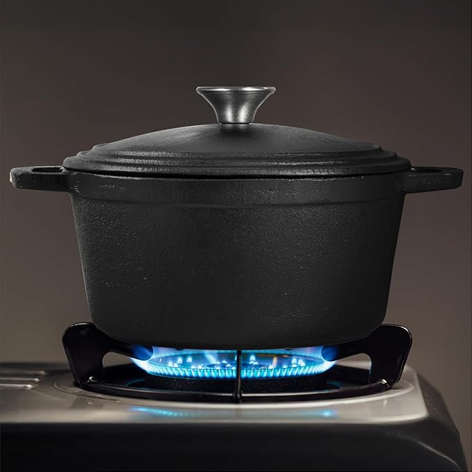 COMMERCIAL CHEF 3.4 Quart Cast Iron Dutch Oven with Dome Lid and Handles