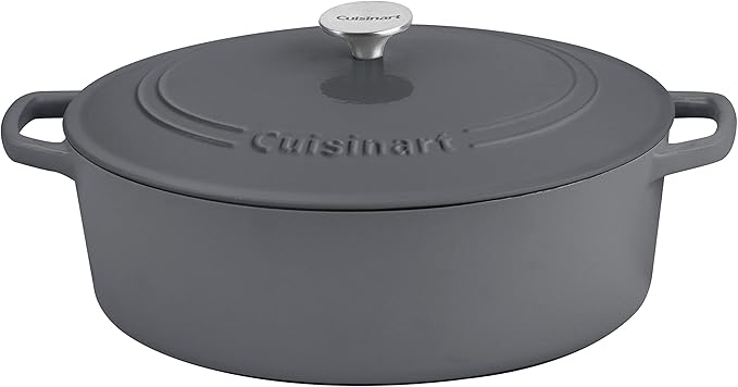 Cuisinart Chef's Classic Enameled Cast Iron Oval Covered Casserole (Dark Grey, 7- Quart)