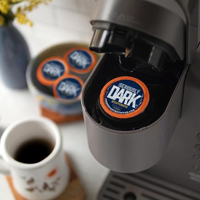 Fresh Roasted Coffee, Seriously Dark Decaf Artisan Blend, Kosher | 96 Pods for K Cup Brewers