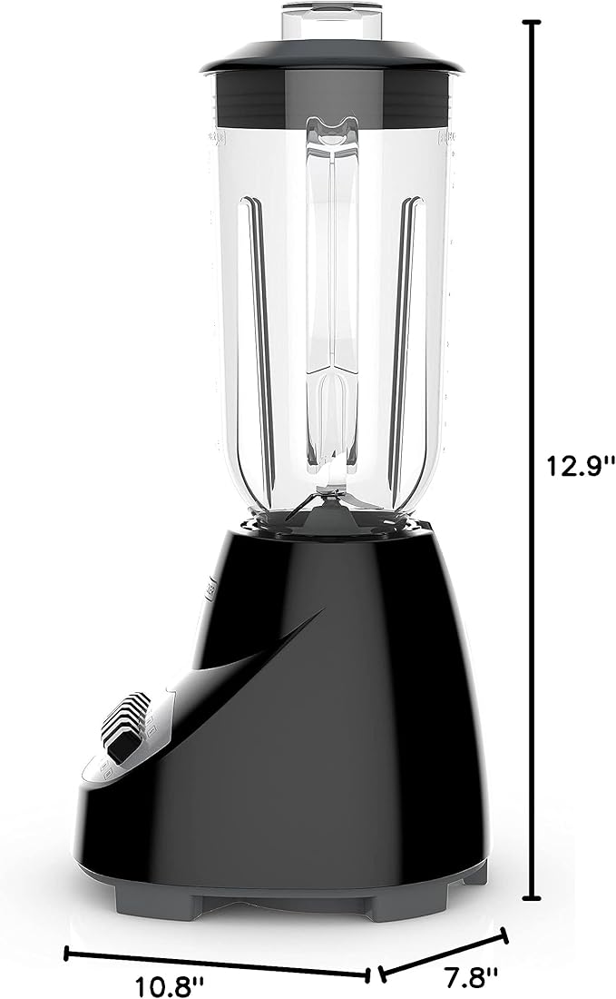 BLACK+DECKER 10-Speed Countertop Blender, BL2010BP, 6-Cup Plastic Jar, Dishwasher-Safe, Stainless Steel Blade, Suction Feet