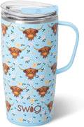 Swig Life 22oz Travel Mug, Insulated Tumbler with Handle and Lid, Travel Coffee Mug, Cup Holder Friendly, Stainless Steel 22 oz Tumbler, Reusable Insulated with Lid (Holy Cow)