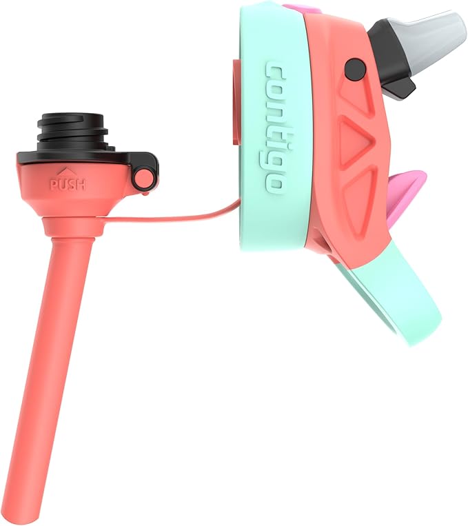 Contigo Autospout Kids Water Bottle, 14oz, Pack of 1, Coral/Llamas