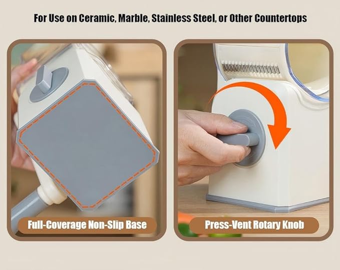 Rotary Cheese Grater with Hand Crank, Multi-Purpose Shredder Slicer with 5 Interchangeable Stainless Steel Blades for Shredding, Slicing, and Grating Cheese, Vegetables, and Fruit (Green)