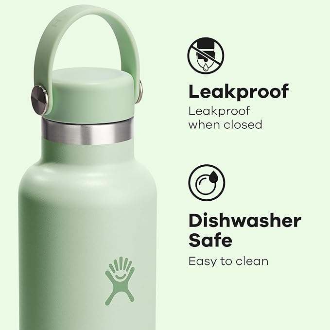 Hydro Flask Water Bottle - Insulated Stainless Steel - Non Spill, Leakproof in 24 Oz Aloe Green