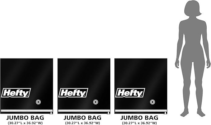 Hefty 3 Pack Vacuum Bags for Bedding, Large Vacuum Seal Storage Bags (30x36 Inch) Space Saving for Clothes, Pillows, Comforter Storage, Pump Included (3 Jumbo Bags Black)