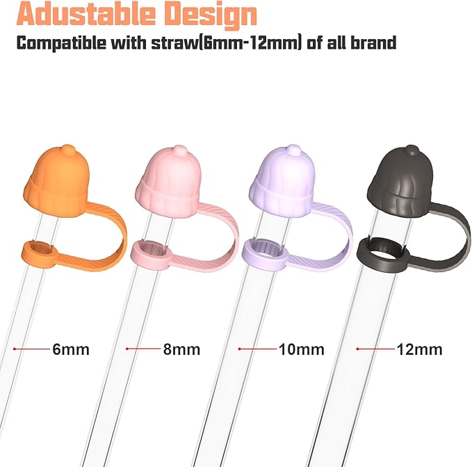 Adjustable Straw Cover for Stanley|Simple Modern|Yeti|Owala|Hydro Flask|Reduce|Maars|Meoky|MaxBase|Beast|Hydrapeak Cup, All Brand of Straw Accessories, Diameter 6mm-12mm, BPA Free, Dishwasher safe