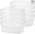 Sterilite 9.5 x 6.5 x 4 Inch Small Open Scoop Front Clear Storage Bin with Comfortable Carry Through Handles for Household Organization (16 Pack)
