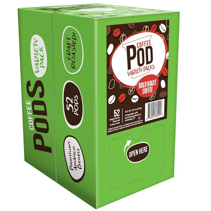 Coffee Pod Variety Packs Sampler, Compatible with K Cup Brewers Including 2.0, Assorted Variety Pack (Dark Roast Variety, 52 Count (Pack of 1)
