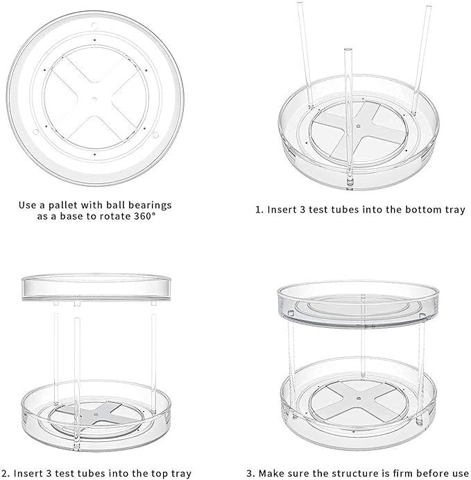 VAEHOLD 2 Tier Lazy Susan Turntable Spice Rack Organizer for Kitchen Cabinet, Farmhouse Tiered Tray Decorative Trays for Fruit, Snacks - Organizer for Cupboard, Pantry, Bathroom, Table