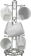 Blue Donuts Farmhouse Coffee Mug Rack, Coffee Mug Tree for 6 Mugs, Coffee Cup Holders for Counter, Chrome Coffee Cup Holder Countertop Organizer for Kitchen, Vintage Mug Rack