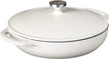 Lodge 3.6 Quart Enameled Cast Iron Oval Casserole With Lid– Dual Handles – Oven Safe up to 500° F or on Stovetop - Use to Marinate, Cook, Bake, Refrigerate and Serve – Oyster White