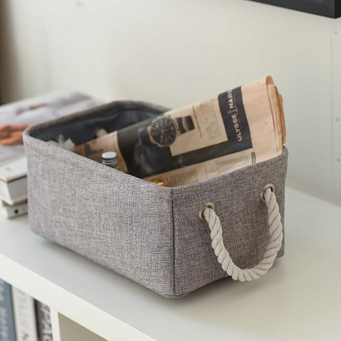 TheWarmHome Large Storage Bins Basket, 2 Pack Grey Fabric Storage Cubes for Changing Table Nursery Livingroom Kidsroom Playroom Toy, Collapsible Storage Baskets for organizing Shelves Closet