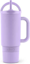 Ello Port 30oz Tumbler with Carry Loop & Integrated Handle | Vacuum Insulated Stainless Steel Reusable Water Bottle Travel Mug | Leak Proof Lid | Flexible Straw | BPA-Free | Dishwasher Safe | Lilac