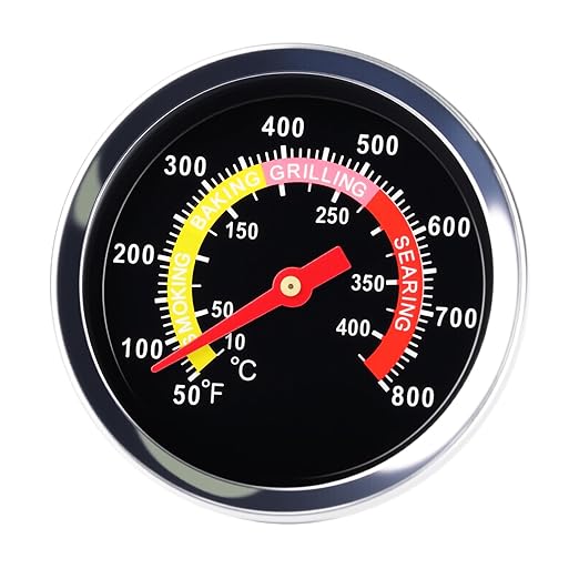 BBQ Thermometer 2-3/8" Oversized Dial, 50-800°F Smoker Thermometer Weatherproof with Easy Read Numbers - Grill Temp Gauge for Charcoal Grill & Meat Smoking Kit Includes Mounting Hardware