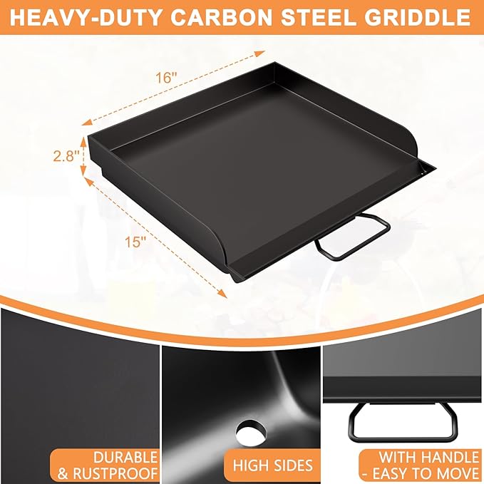 Flat Top Griddle for Camp Chef Professional Pro 60x, Expedition 2X, Yukon, Pioneer 14, Explorer, Outdoorsman, Accessories for Camp Chef Griddle 14" Cooking Systems & Sidekick 1&2 Burner Stove,14" x16"