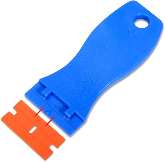 EHDIS 1.5" Plastic Razor Scraper with 10pcs Double Edged Plastic Blades for Removing Labels Stickers Decals on Glass Windows