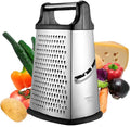 Stainless Steel 4 Sides Grater Slicer with Handle, Multifunctional Cutter Planing for Ginger, Garlic, Cucumbers, Carrots, Cheese, Potato, Ergonomic Design Kitchen Gadgets Accessories（Black）