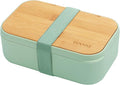 Bento Box for Adult Lunch Containers with Utensils for Men/Women Green - Natural Bamboo Lid, Chopsticks, Microwave Safe, Dishwasher Safe, Bpa Free, Gifts for Women, Cute, Small