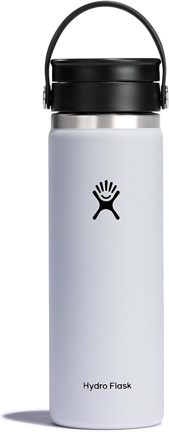 Hydro Flask Wide Mouth Bottle with Flex Sip Lid - Insulated Water Bottle Travel Cup Coffee Mug White 20 oz