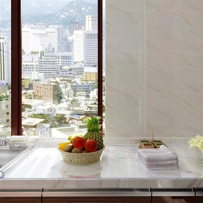 NECAUX Custom 20 x 52 Inch Clear Table Cover Protector, 1.5mm Thick Plastic Heavy Duty Table Pad Desk Mat Desk Protector for Office Computer Writing Desk, Sofa Table, Media Stand, Coffee Table