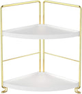 2-Tier Kitchen Spice Rack-Corner Bathroom Shelf- Triangle Standing Storage Rack for Bathroom, Living Room, Bedroom, Kitchen (Golden)