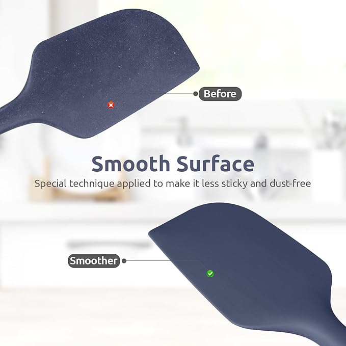 U-Taste 11.38" Silicone Baking Spatula: 480ºF Heat Resistant Food Grade Flexible Rubber Kitchen Bowl Scraper, Seamless Pastry Spreader for Mixing Stirring Scraping in Nonstick Cookware (Midnight Blue)