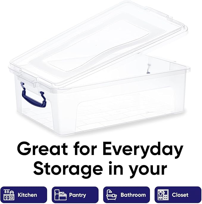 Superio Clear Storage Box with Lid, 22 Quart Plastic Container Bins for Organizing, Stackable Crate, Storage Bin Organizer for Home, Office, School, and College